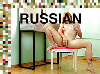 masturbacja, rosyjskie, rude, naturalne, cipa, solo
