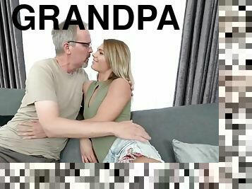 Teen sucks grandpas cock