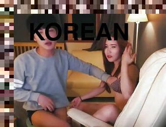 Korean bf plays with girlfriend feet in cam