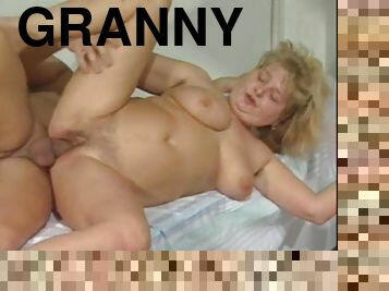 Nasty blonde granny nailed hardcore in her bedroom