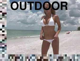 Ann Kelley in bikini shows big tits and nice ass in reality outdoor scene