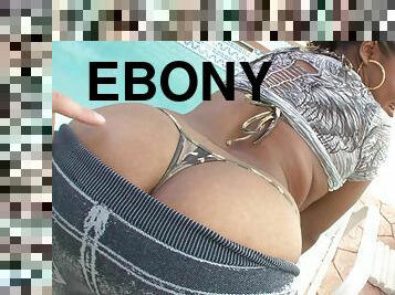 Ebony babe with nice ass,in thong gets her anal shoved outdoor in POV