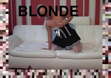 Blonde white satin stockings