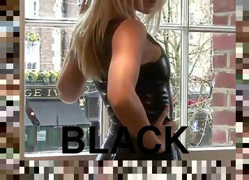 Natasha: black latex dress & tights
