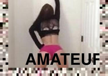 Alluring slim chick wearing panties dances in webcam solo clip