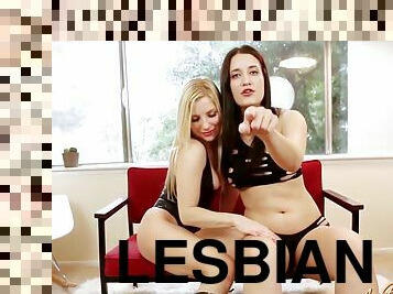 Two leather wearing pornstars having a little lesbian fun