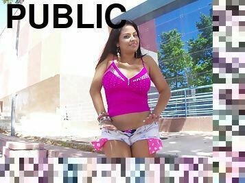 Latina babe with big tits enjoying a hardcore fuck in public