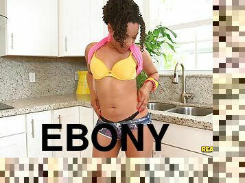 ebony booty in shorts masturbates and eaten hardcore