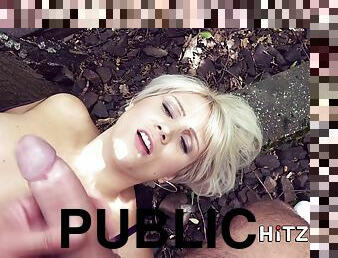 en-plein-air, public, ejaculation-sur-le-corps, hardcore, point-de-vue, blonde, pute, parc