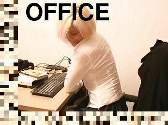 Office facesitting from a beautiful blonde