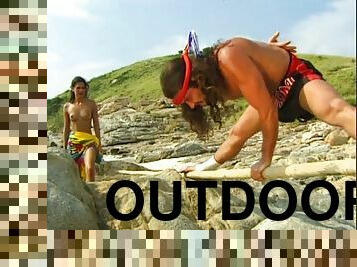 Hardcore clip of Eva Roberts enjoying anal doggy style sex on a beach