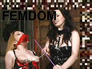 Two lesbo lovers enjoying a hardcore fetish session