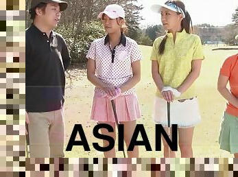 Sexy Asian girl loves golf but she loves cock even more.