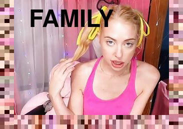 BAD FAMILY POV - Blue eyed blonde sucks cock during pov sex