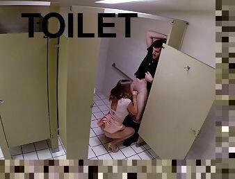 Miss Melrose gets down and dirty and fucked at a toilet