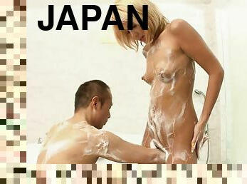 Japanese whore have lots of fun with her boyfriend in the bathroom