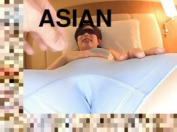 Blindfolded Asian floozy can't get enough of a pulsating wiener