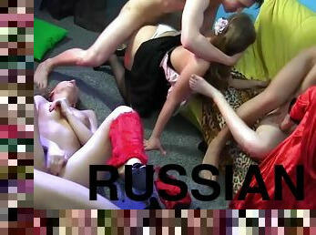 This is a hot orgy scene in the Russian college dorms
