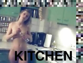 Hot teen nude in the kitchen