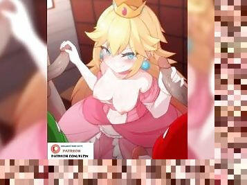 Princess Peach Do Amazing Double Jerking Off And Getting Many Cum On Face  Best Mario Hentai 4k 60f