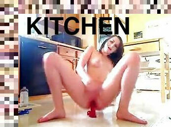 Webcam Teen Dildoes the Kitchen Floor