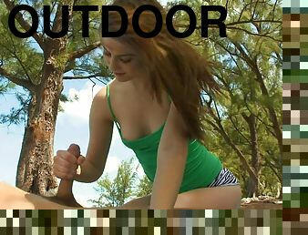 An Amazing Outdoors Handjob From The Redhead Teen Brooke