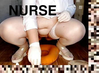 The nurse douched the vagina a syringe with a special nozzle