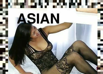 Hot asian masseuse bj and foot fetish on a massage table