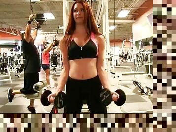 Teasing At The Gym With The Redhead Babe Melody