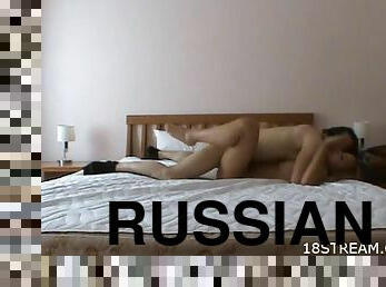 Russian Teens Fucking in a Large Bed