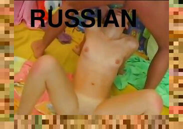 Slim redhead Russian woman sucks like a champ