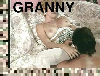 Horny granny with fat tits sucking