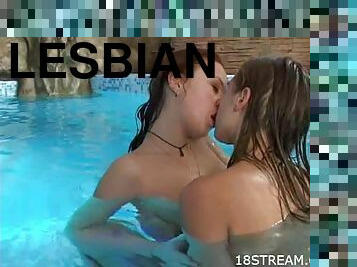 Hot Lesbian Scene By the Pool With The Naughty Teens Katarinka And  Dominika