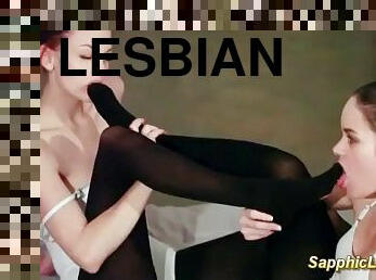 Horny lesbian lick ballerinas