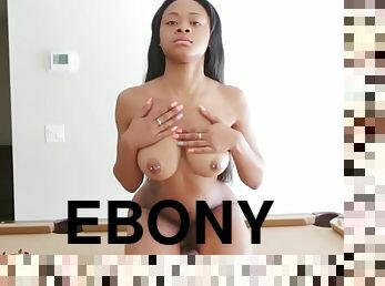 Ebony girl takes clothes