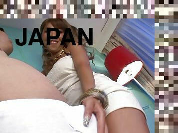 His erection slides nice and deep into her Japanese pussy