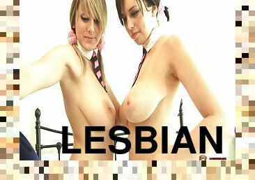 Two big tits lesbians enjoys their hot game