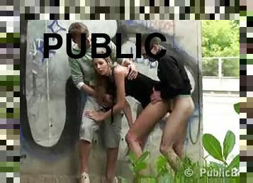 Hot Public Threesome