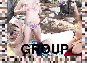 Bikini beach party becomes a sizzling hot fuck party