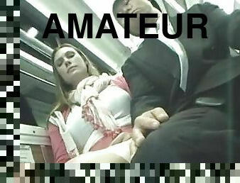 masturbation, public, amateur, bus, réalité