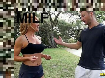 Athletic blonde MILF gets picked up in the park and fucked