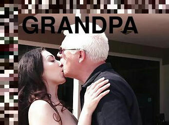 Grandpa fucks teen pussy cum swallow not stepsister