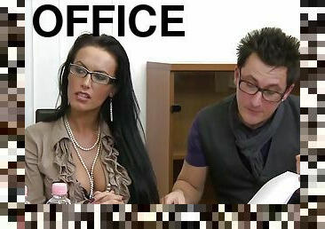 Amazing fuck with two office sluts