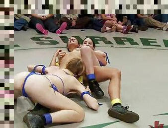 Great Lesbian Fun With Horny Wrestlers And Strapons