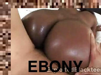Ebony Teen Gets Her Oiled Up Bubble Butt Pounded In POV Film