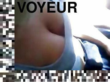 gros-nichons, cam, voyeur, blonde, bus