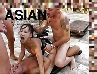 Asian Anal Slut Katsuni Gets a DP and a Bukkake Facial In a Gangbang