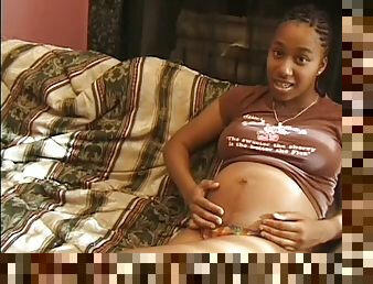 Teen Black Preggo Showing Her Belly