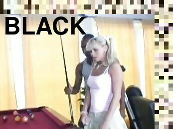 Black guy fucking a sexy blonde chick in pigtails hardcore on pool table