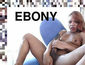 Ebony tranny masturbating his cock chocolate
